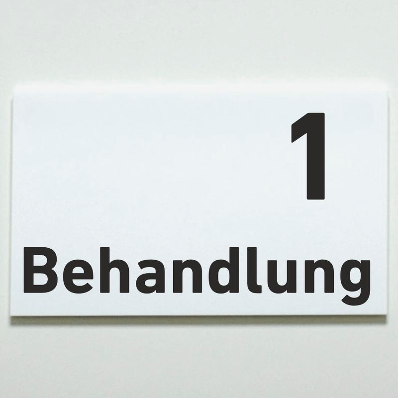 Praxisschild Acrylglas / Folienaufkleber Behandlung 1-9 zum Kleben