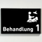 Praxisschild Acrylglas / Folienaufkleber Behandlung 1-9 mit Piktogramm zum Kleben