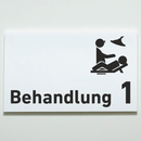 Praxisschild Acrylglas / Folienaufkleber Behandlung 1-9 mit Piktogramm zum Kleben