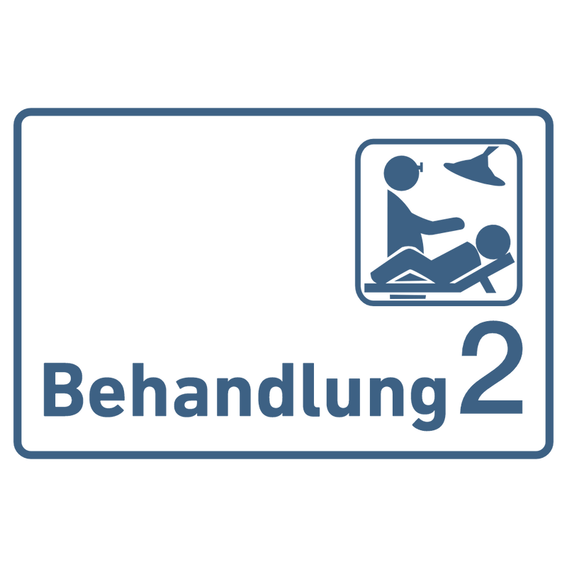 Praxisschild Acrylglas / Folienaufkleber Behandlung 1-9 mit Piktogramm zum Kleben