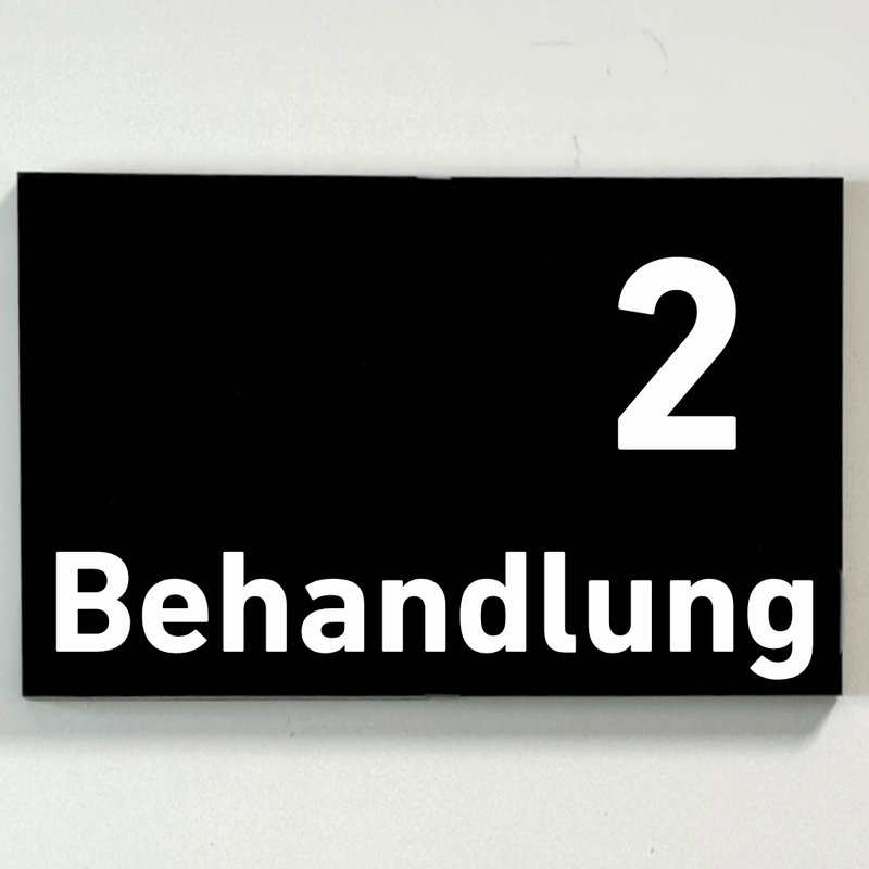Praxisschild Acrylglas / Folienaufkleber Behandlung 1-9 zum Kleben