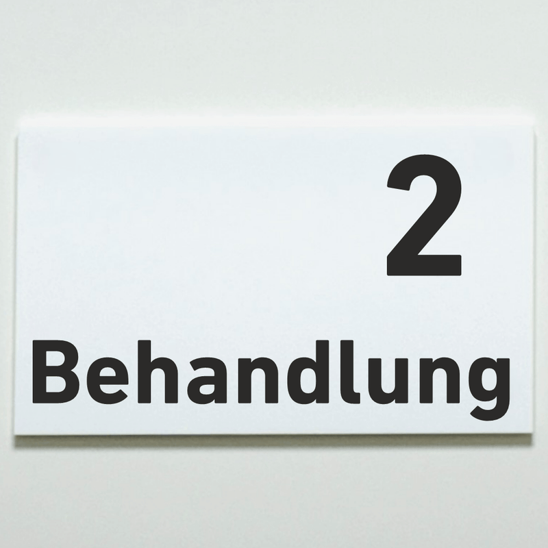Praxisschild Acrylglas / Folienaufkleber Behandlung 1-9 zum Kleben