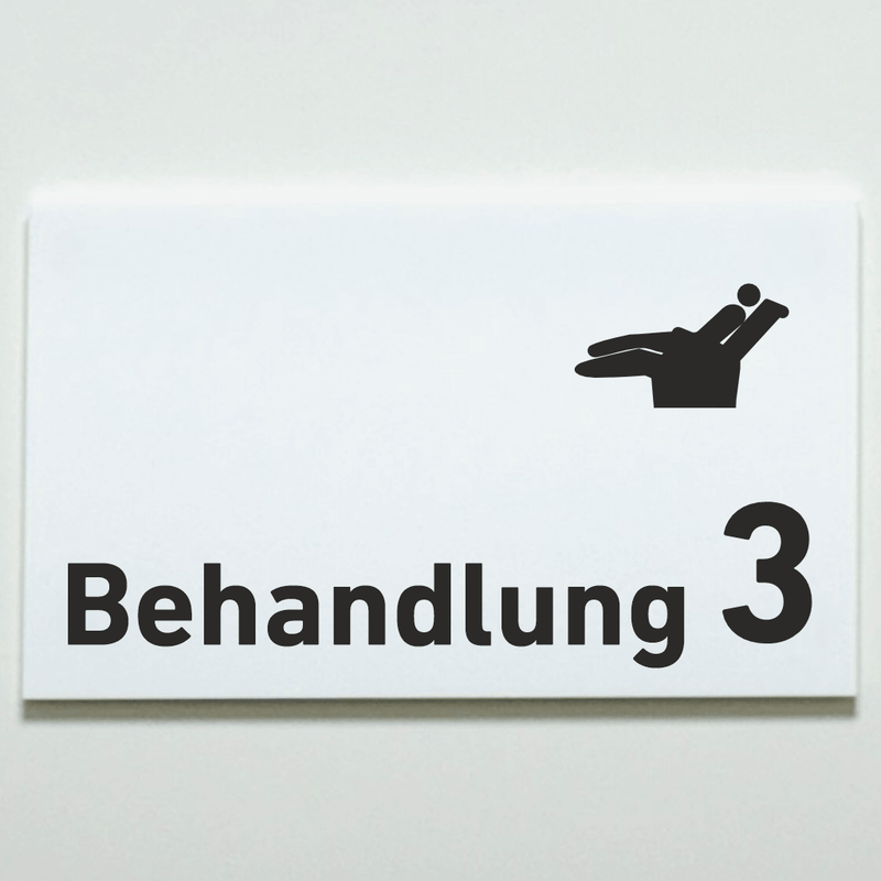Praxisschild Acrylglas / Folienaufkleber Behandlung 1-9 Zahnarzt zum Kleben