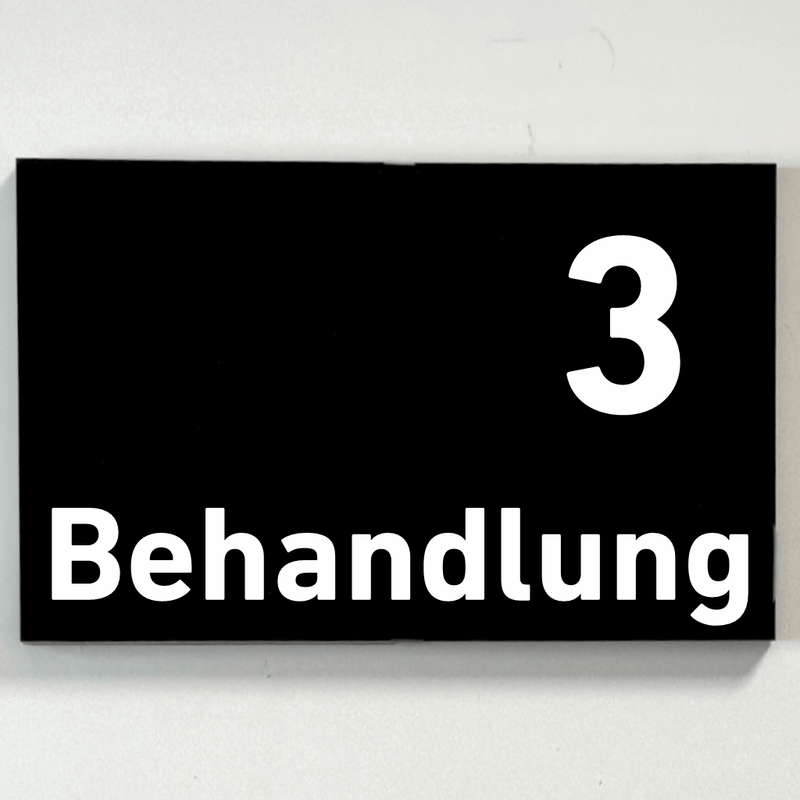Praxisschild Acrylglas / Folienaufkleber Behandlung 1-9 zum Kleben