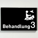 Praxisschild Acrylglas / Folienaufkleber Behandlung 1-9 mit Piktogramm zum Kleben
