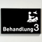 Praxisschild Acrylglas / Folienaufkleber Behandlung 1-9 mit Piktogramm zum Kleben