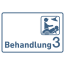 Praxisschild Acrylglas / Folienaufkleber Behandlung 1-9 mit Piktogramm zum Kleben