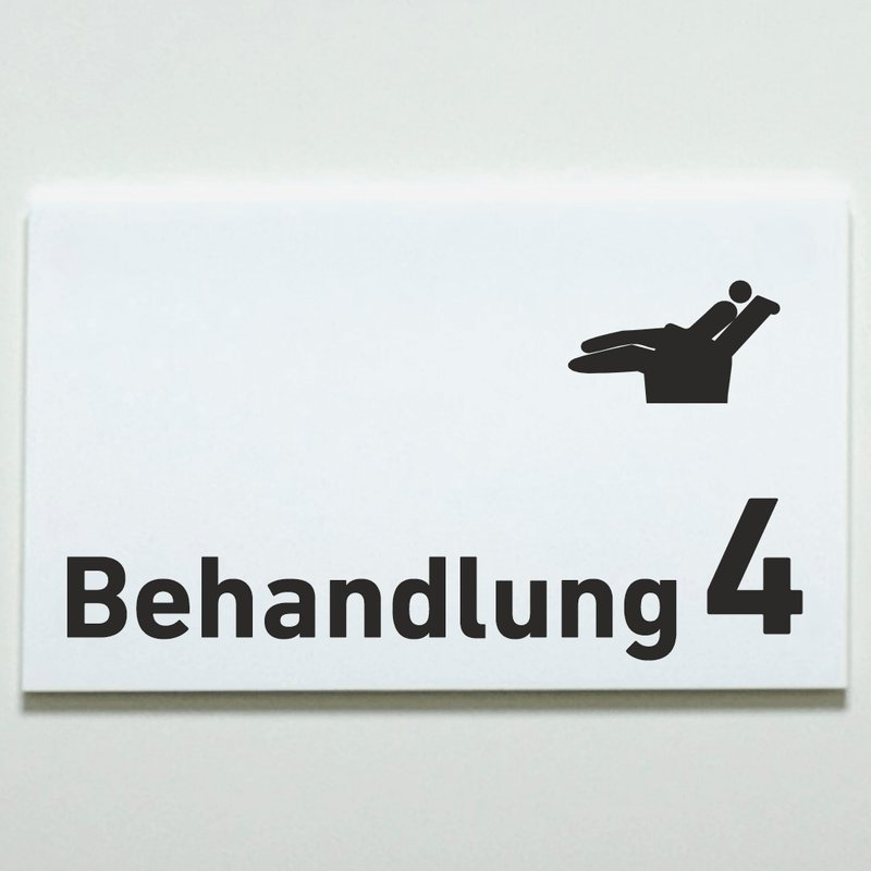 Praxisschild Acrylglas / Folienaufkleber Behandlung 1-9 Zahnarzt zum Kleben