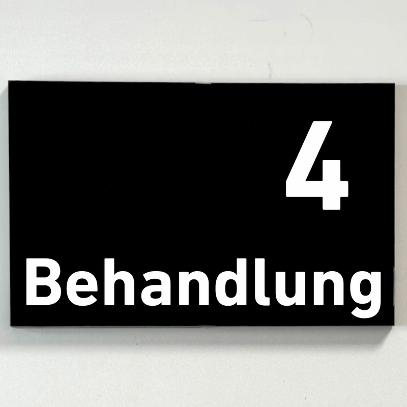 Praxisschild Acrylglas / Folienaufkleber Behandlung 1-9 zum Kleben