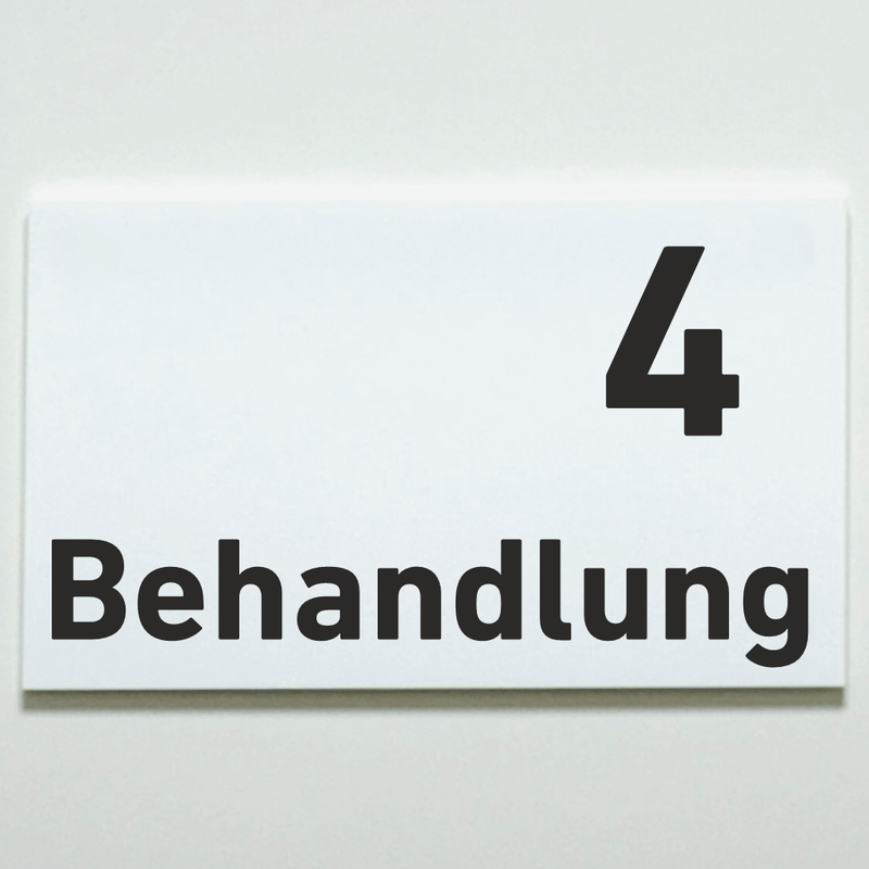 Praxisschild Acrylglas / Folienaufkleber Behandlung 1-9 zum Kleben