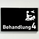 Praxisschild Acrylglas / Folienaufkleber Behandlung 1-9 mit Piktogramm zum Kleben