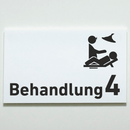 Praxisschild Acrylglas / Folienaufkleber Behandlung 1-9 mit Piktogramm zum Kleben