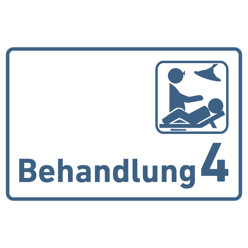 Praxisschild Acrylglas / Folienaufkleber Behandlung 1-9 mit Piktogramm zum Kleben