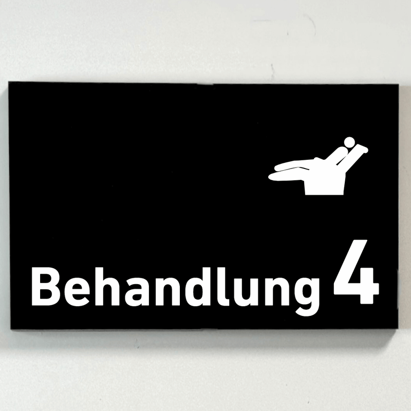 Praxisschild Acrylglas / Folienaufkleber Behandlung 1-9 Zahnarzt zum Kleben