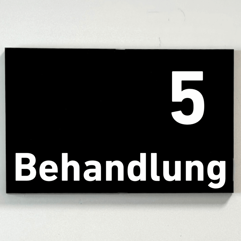 Praxisschild Acrylglas / Folienaufkleber Behandlung 1-9 zum Kleben