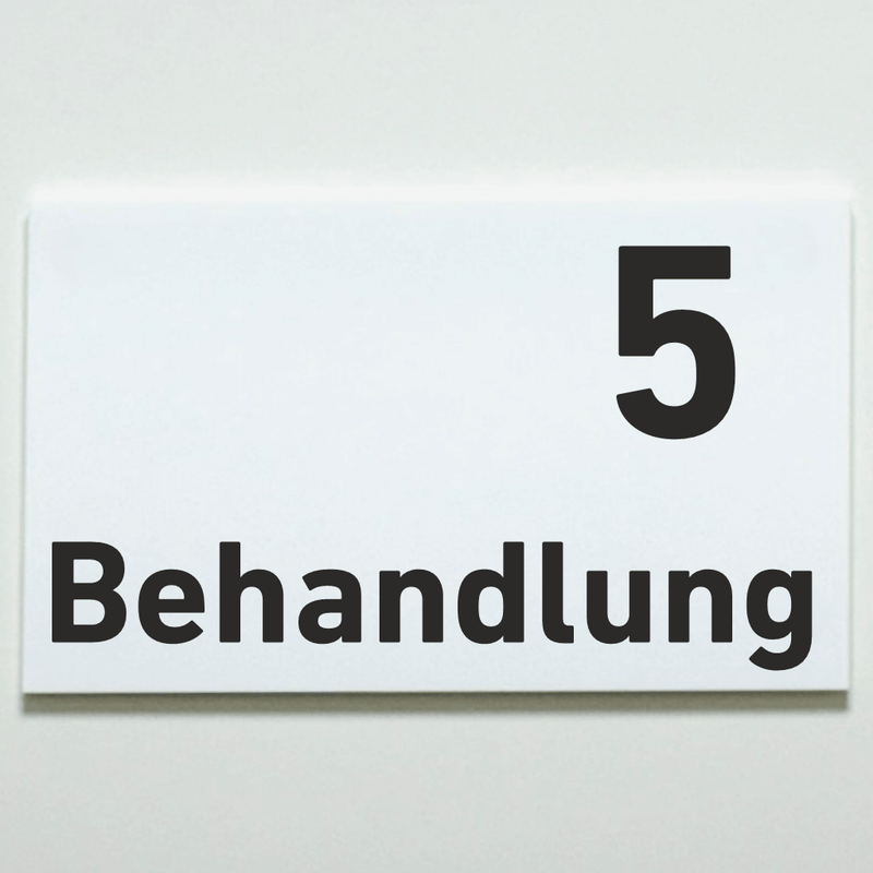 Praxisschild Acrylglas / Folienaufkleber Behandlung 1-9 zum Kleben