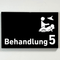 Praxisschild Acrylglas / Folienaufkleber Behandlung 1-9 mit Piktogramm zum Kleben