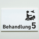 Praxisschild Acrylglas / Folienaufkleber Behandlung 1-9 mit Piktogramm zum Kleben