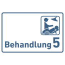 Praxisschild Acrylglas / Folienaufkleber Behandlung 1-9 mit Piktogramm zum Kleben