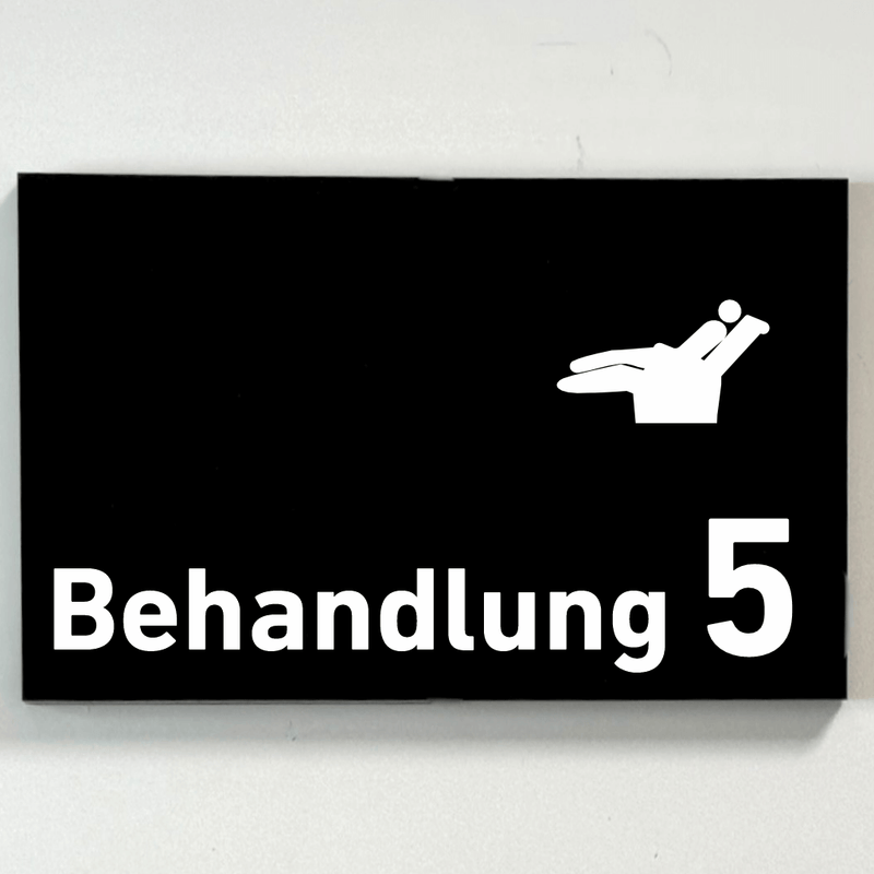 Praxisschild Acrylglas / Folienaufkleber Behandlung 1-9 Zahnarzt zum Kleben