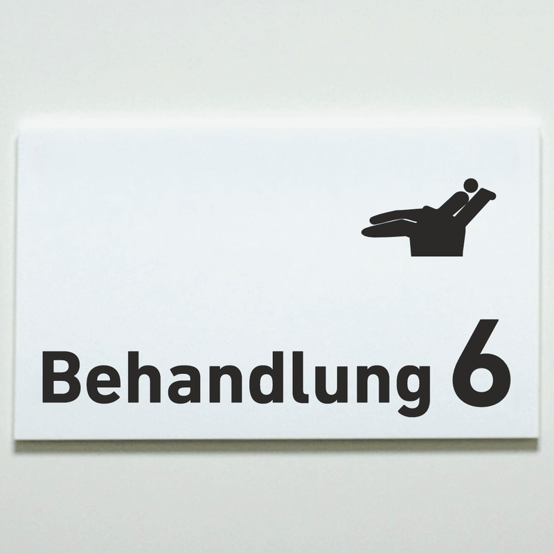 Praxisschild Acrylglas / Folienaufkleber Behandlung 1-9 Zahnarzt zum Kleben