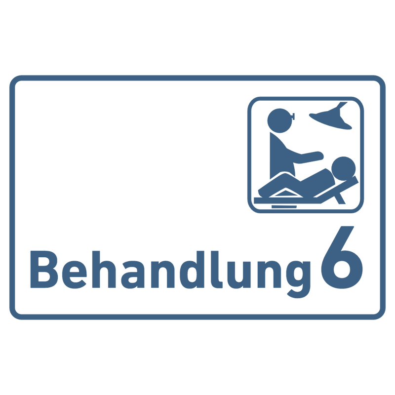 Praxisschild Acrylglas / Folienaufkleber Behandlung 1-9 mit Piktogramm zum Kleben