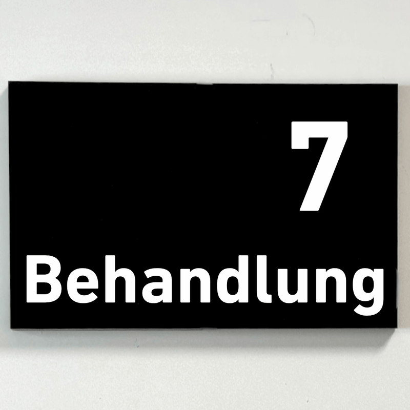 Praxisschild Acrylglas / Folienaufkleber Behandlung 1-9 zum Kleben