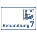 Praxisschild Acrylglas / Folienaufkleber Behandlung 1-9 mit Piktogramm zum Kleben