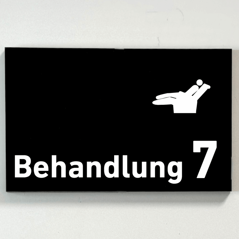 Praxisschild Acrylglas / Folienaufkleber Behandlung 1-9 Zahnarzt zum Kleben