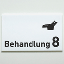 Praxisschild Acrylglas / Folienaufkleber Behandlung 1-9 Zahnarzt zum Kleben