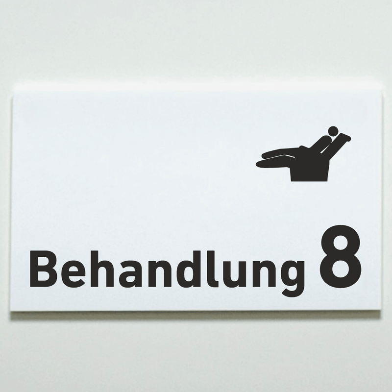 Praxisschild Acrylglas / Folienaufkleber Behandlung 1-9 Zahnarzt zum Kleben