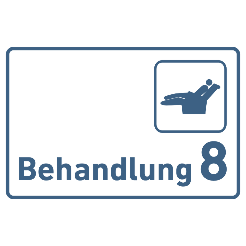 Praxisschild Acrylglas / Folienaufkleber Behandlung 1-9 Zahnarzt zum Kleben