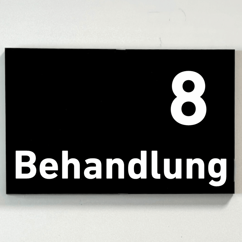 Praxisschild Acrylglas / Folienaufkleber Behandlung 1-9 zum Kleben