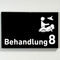 Praxisschild Acrylglas / Folienaufkleber Behandlung 1-9 mit Piktogramm zum Kleben