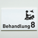 Praxisschild Acrylglas / Folienaufkleber Behandlung 1-9 mit Piktogramm zum Kleben