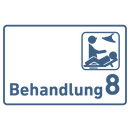 Praxisschild Acrylglas / Folienaufkleber Behandlung 1-9 mit Piktogramm zum Kleben