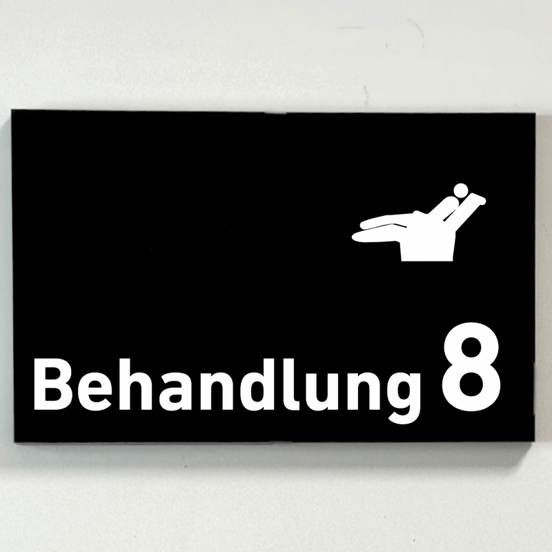 Praxisschild Acrylglas / Folienaufkleber Behandlung 1-9 Zahnarzt zum Kleben