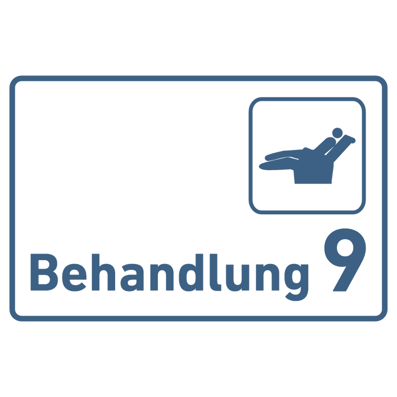 Praxisschild Acrylglas / Folienaufkleber Behandlung 1-9 Zahnarzt zum Kleben