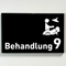 Praxisschild Acrylglas / Folienaufkleber Behandlung 1-9 mit Piktogramm zum Kleben