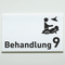 Praxisschild Acrylglas / Folienaufkleber Behandlung 1-9 mit Piktogramm zum Kleben