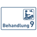 Praxisschild Acrylglas / Folienaufkleber Behandlung 1-9 mit Piktogramm zum Kleben