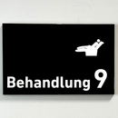 Praxisschild Acrylglas / Folienaufkleber Behandlung 1-9 Zahnarzt zum Kleben