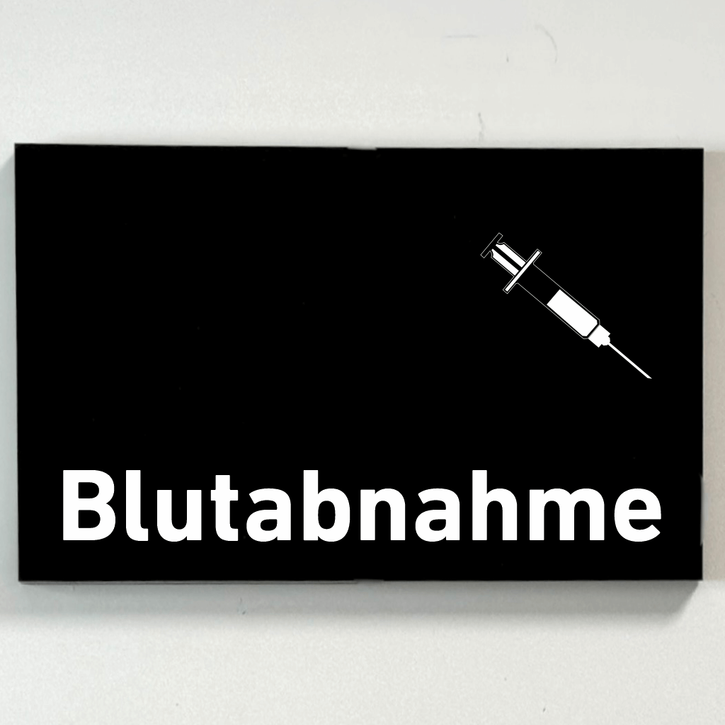 Praxisschild Acrylglas / Folienaufkleber Blutabnahme  in 130 x 200 mm zum Kleben