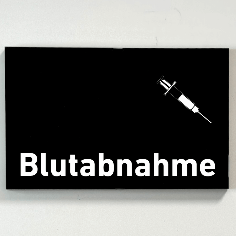 Praxisschild Acrylglas / Folienaufkleber Blutabnahme zum Kleben