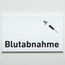 Praxisschild Acrylglas / Folienaufkleber Blutabnahme zum Kleben