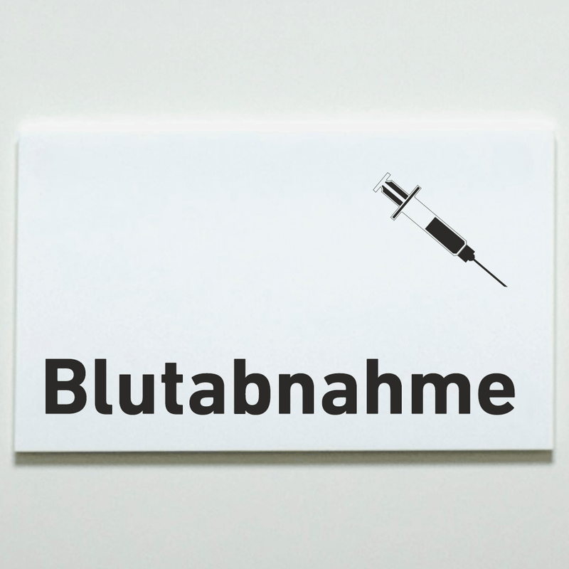 Praxisschild Acrylglas / Folienaufkleber Blutabnahme zum Kleben