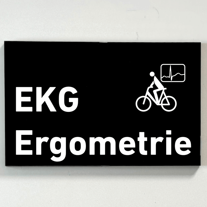 Praxisschild aus Acryl / Folie EKG - Ergometrie zum Kleben