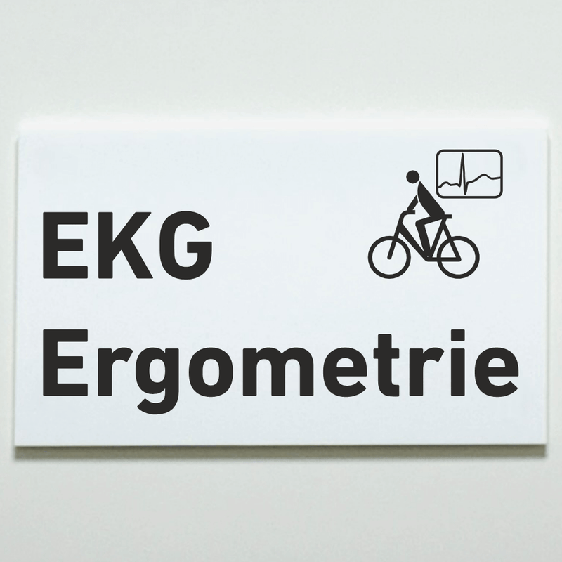 Praxisschild aus Acryl / Folie EKG - Ergometrie zum Kleben