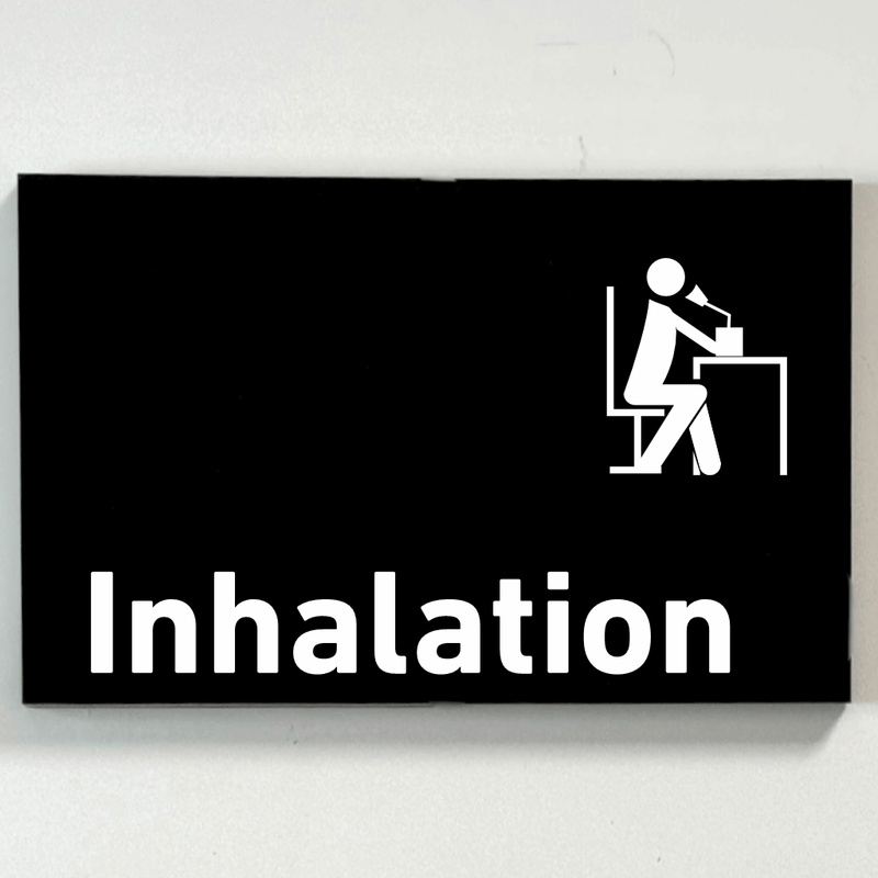 Praxisschild Acrylglas / Folienaufkleber Inhalation zum Kleben