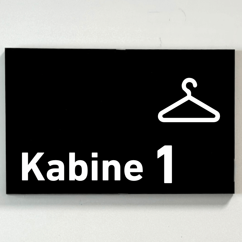 Kabine 1-4 - Praxisschild Acrylglas / Folienaufkleber in 130 x 200 mm zum Kleben